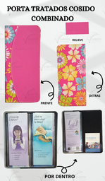 [PBCC-16] PORTA TRATADOS COSIDO RELIEVE COMBINADO FLORES VERDES/FUCSIA