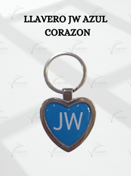 [00 3Z-JQ] LLAVERO JW AZUL CORAZON NIQUEL