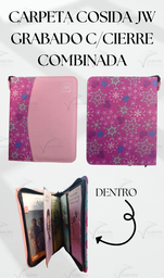 [CJC-35] CARPETA COSIDA JW GRABADO C/CIERRE COMBINADA COPOS/ROSA