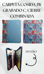 [CJC-40] CARPETA COSIDA JW GRABADO C/CIERRE COMBINADA GLOBOS/TURQUESA