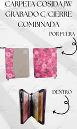 [CJC-44] CARPETA COSIDA JW GRABADO C/CIERRE COMBINADA MARIPOSAS Y FLORES/GRIS CLARO