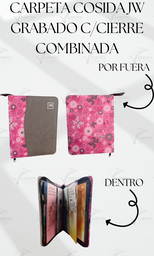 [CJC-46] CARPETA COSIDA JW GRABADO C/CIERRE COMBINADA MARIPOSAS Y FLORES/GRIS OSCURO