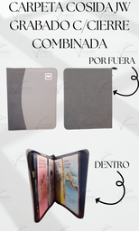 [CJC-49] CARPETA COSIDA JW GRABADO C/CIERRE COMBINADA CALIFORNIA GRIS OSCURO/GRIS CLARO