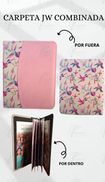 [CJC-50] CARPETA COSIDA JW GRABADO COMBINADA COLIBRI/ROSA