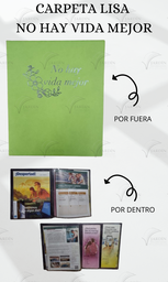 [CJ1-LE] CARPETA LISA NO HAY VIDA MEJOR C/FLOR GRABADO C/MICA P/TARJETA CALIFORNIA VERDE MANZANA