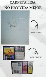 [CJ1-LG] CARPETA LISA NO HAY VIDA MEJOR C/FLOR GRABADO C/MICA P/TARJETA CALIFORNIA GRIS CLARO