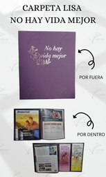 [CJ1-LM] CARPETA LISA NO HAY VIDA MEJOR C/FLOR GRABADO C/MICA P/TARJETA CALIFORNIA MORADO