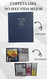 [CJ1-1LA] CARPETA LISA NO HAY VIDA MEJOR GRABADO C/MICA P/TARJETA CALIFORNIA AZUL MARINO