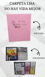[CJ1-LR] CARPETA LISA NO HAY VIDA MEJOR C/FLOR GRABADO C/MICA P/TARJETA CALIFORNIA ROSA