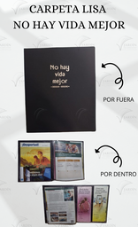 [CJ1-1LN] CARPETA LISA NO HAY VIDA MEJOR GRABADO C/MICA P/TARJETA CALIFORNIA NEGRO