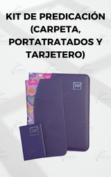 [KIT-CM] KIT DE PREDICACIÓN (CARPETA, PORTATRATADOS COMBINADOS CORAZONES COLORES/MORADO Y TARJETERO)