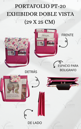 [PT-20 FC] PORTAFOLIO PT-20 EXHIBIDOR DOBLE VISTA (29 X 25 CM) COMBINADO FUCSIA C/COLIBRÍ