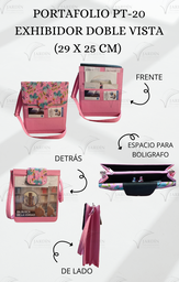 [PT-20 RM] PORTAFOLIO PT-20 EXHIBIDOR DOBLE VISTA (29 X 25 CM) COMBINADO ROSA C/MARIPOSA