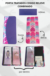 [PBCC-25] PORTA TRATADOS COSIDO RELIEVE COMBINADO CORAZONES ENTRELAZADOS/MORADO
