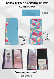 [PBCC-26] PORTA TRATADOS COSIDO RELIEVE COMBINADO CUPCAKES/TURQUESA