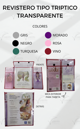 [RT5-GR] REVISTERO TIPO TRIPTICO TRANSPARENTE GRIS