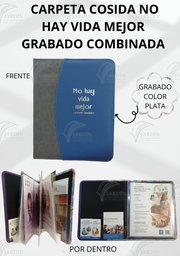[CJC-63] CARPETA COSIDA NO HAY VIDA MEJOR GRABADO COMBINADA CALIFORNIA GRIS OSCURO/AZUL MARINO