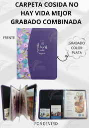 [CJC-64] CARPETA COSIDA NO HAY VIDA MEJOR GRABADO COMBINADA MARIPOSA C/FLORES FONDO MORADO/MORADO
