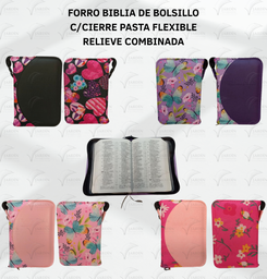 FORRO BIBLIA DE BOLSILLO C/CIERRE PASTA FLEXIBLE RELIEVE COMBINADA